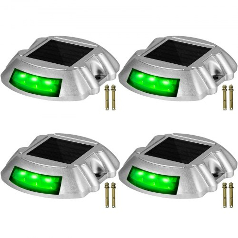 Solar Deck Lights Waterproof 4Pack Wireless Dock Lights With 6 Bright Green LEDs For Path Garden Wa 1