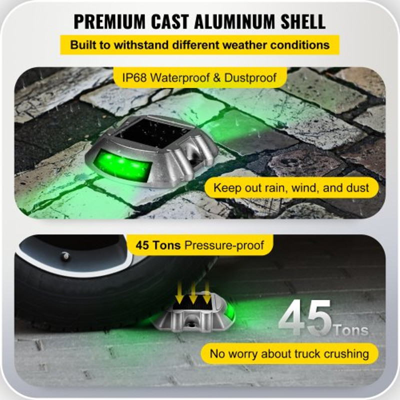 Solar Deck Lights Waterproof 4Pack Wireless Dock Lights With 6 Bright Green LEDs For Path Garden Wa 4