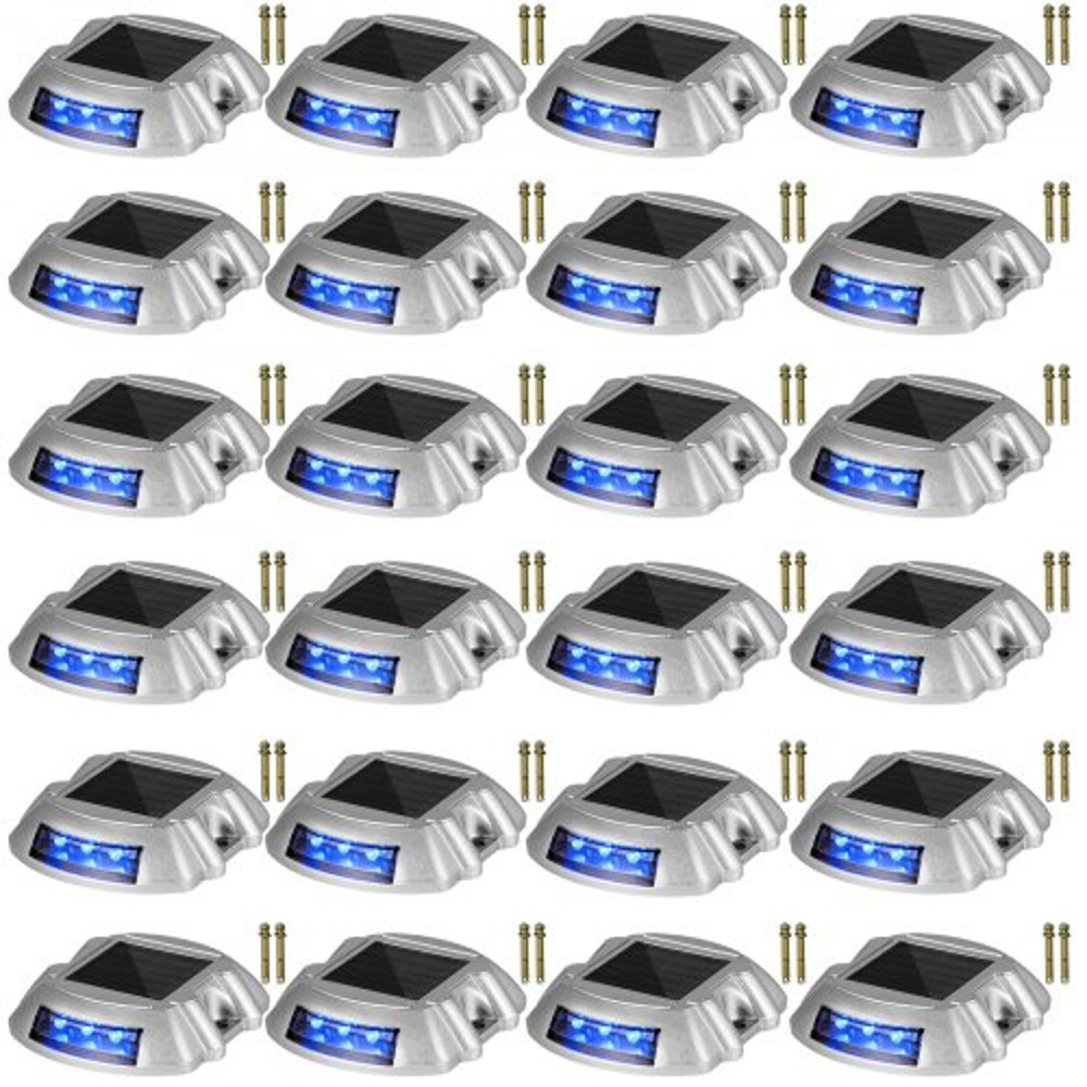Solar Dock Lights 24Pack UltraBright Blue LED Pathway Markers For Driveway Sidewalk Steps 1