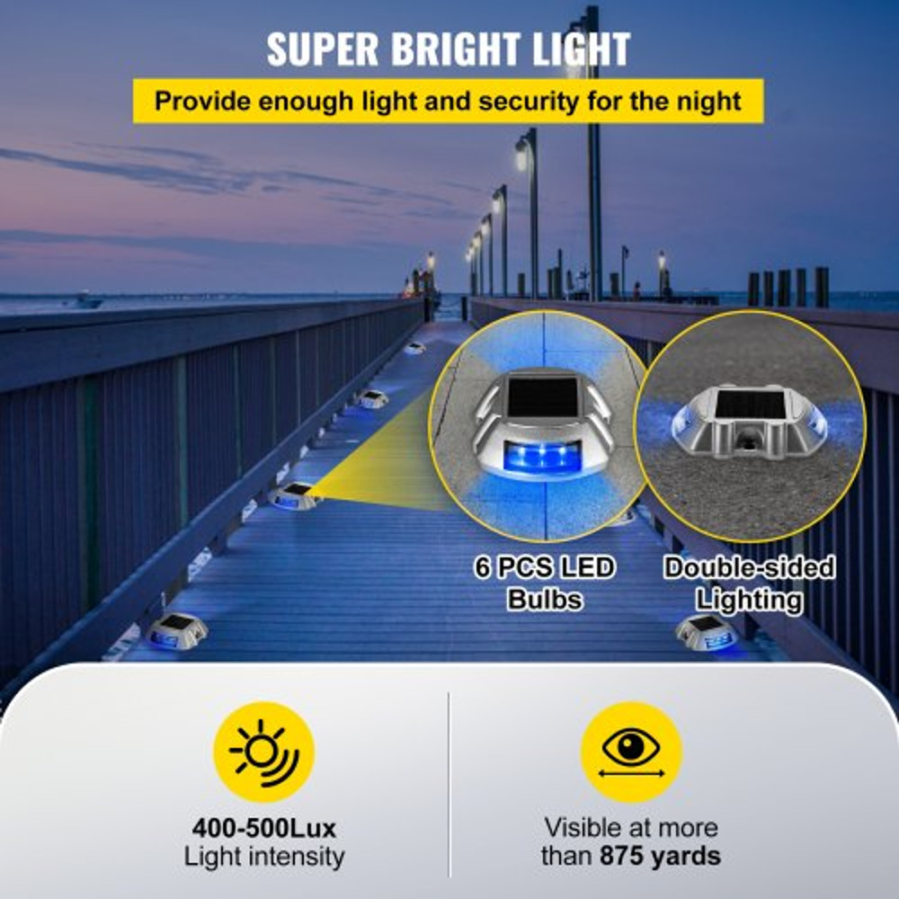 Solar Dock Lights 24Pack UltraBright Blue LED Pathway Markers For Driveway Sidewalk Steps 5