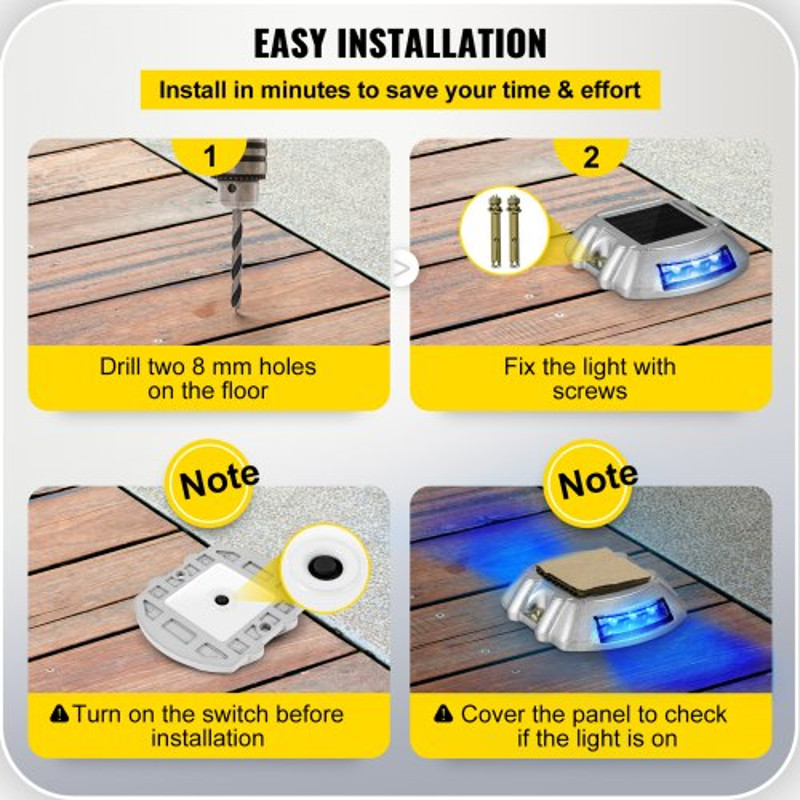 Solar Dock Lights 24Pack UltraBright Blue LED Pathway Markers For Driveway Sidewalk Steps 6