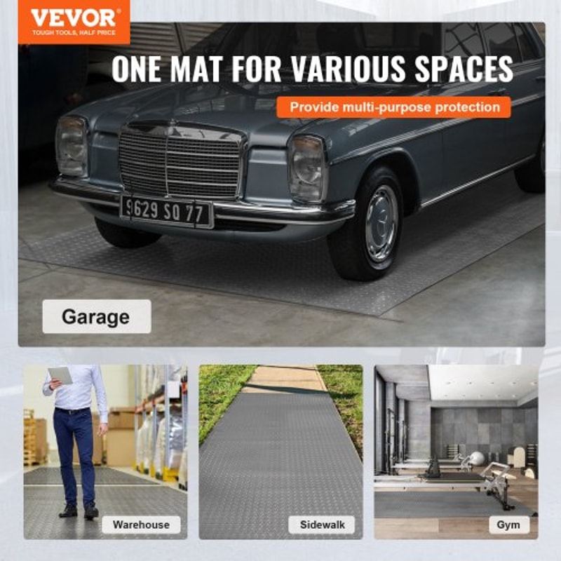 49x19ft AntiSlip Vinyl Garage Flooring Roll Diamond Texture Gray Garage Mat For Under Car Gyms Tra 2