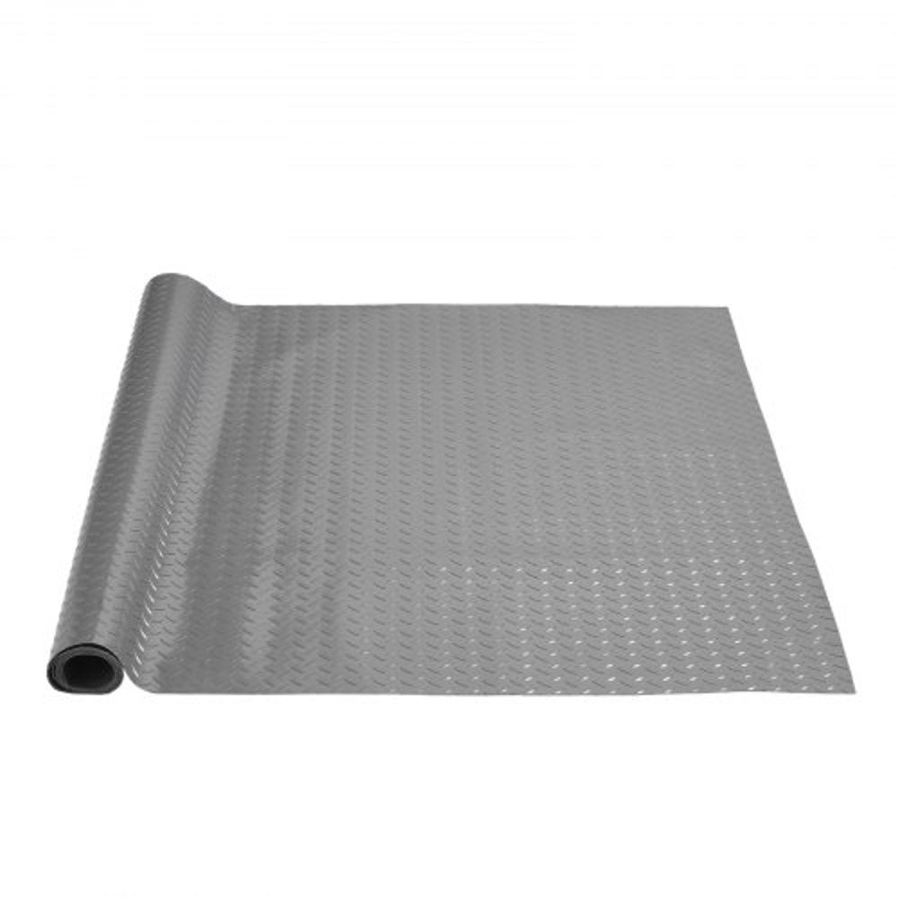 39x65ft Silver PVC Vinyl Garage Flooring Roll AntiSlip Diamond Texture Mat For Cars Gyms Boats Tra 2