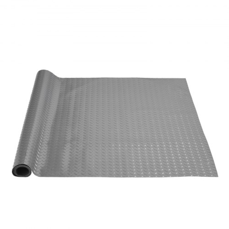 39x65ft Silver PVC Vinyl Garage Flooring Roll AntiSlip Diamond Texture Mat For Cars Gyms Boats Tra 2