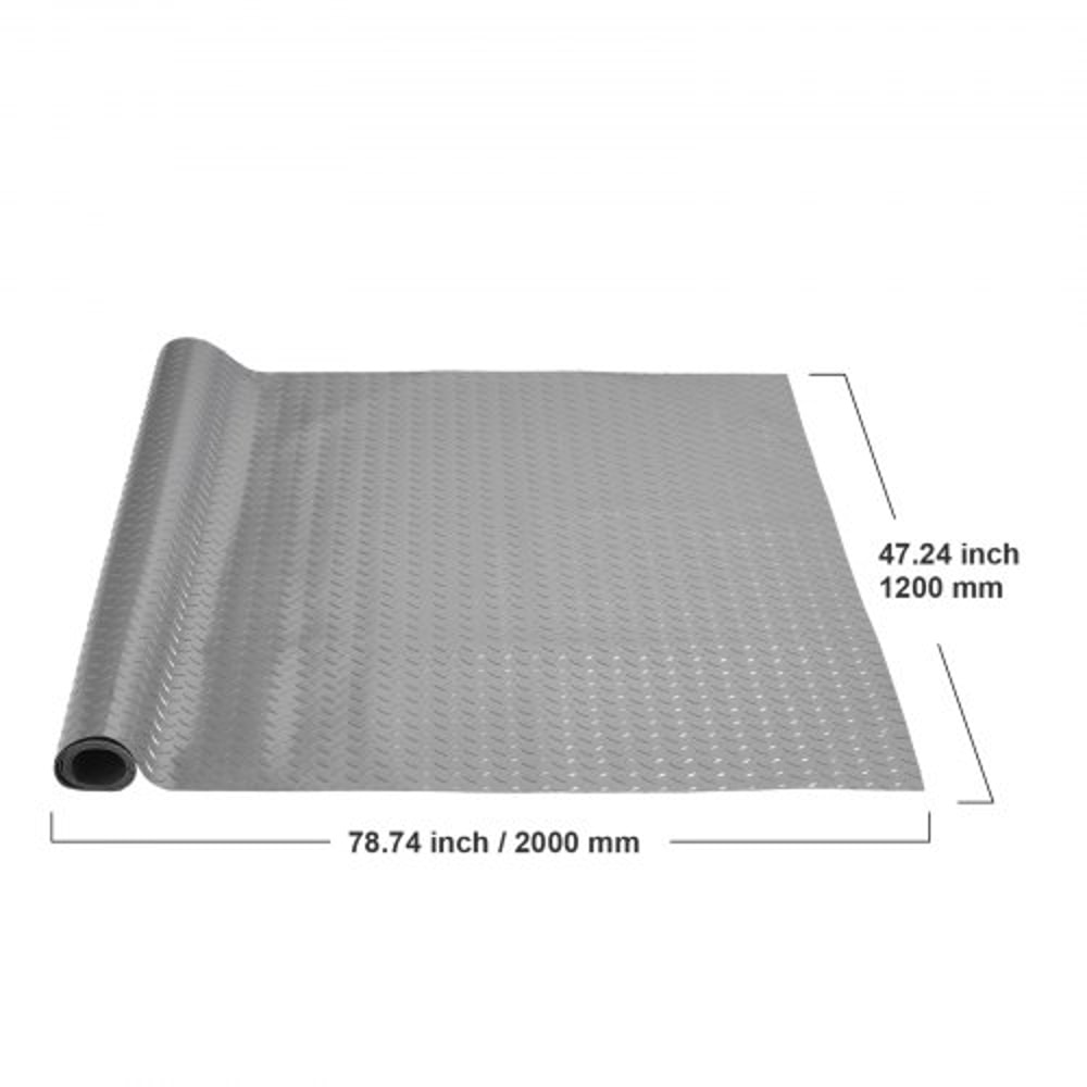 39x65ft Silver PVC Vinyl Garage Flooring Roll AntiSlip Diamond Texture Mat For Cars Gyms Boats Tra 9