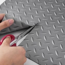 3.9x6.5ft silver pvc vinyl garage flooring roll, anti-slip diamond texture mat for cars, gyms, boats & trailers