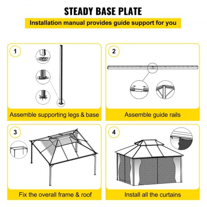 10x10 Hardtop Gazebo With Mosquito Netting Aluminum Permanent DoubleTier Roof Gazebo For Patio Back 6