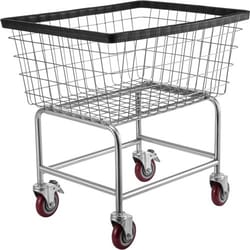 2.5 bushel wire laundry basket with wheels, 21"x27"x27.5" commercial laundry cart – heavy-duty steel frame