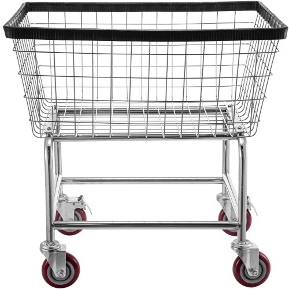 2.5 Bushel Wire Laundry Basket with Wheels, 21"x27"x27.5" Commercial Laundry Cart – Heavy-Duty Steel Frame