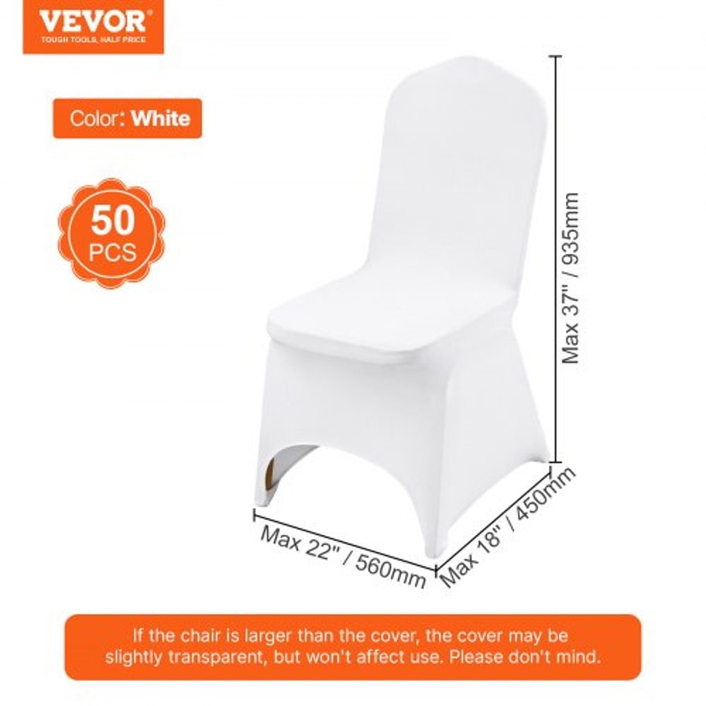 50Piece Wedding Chair Covers Stretchable Spandex Slipcovers With Arched Front Design For Banquets E 7