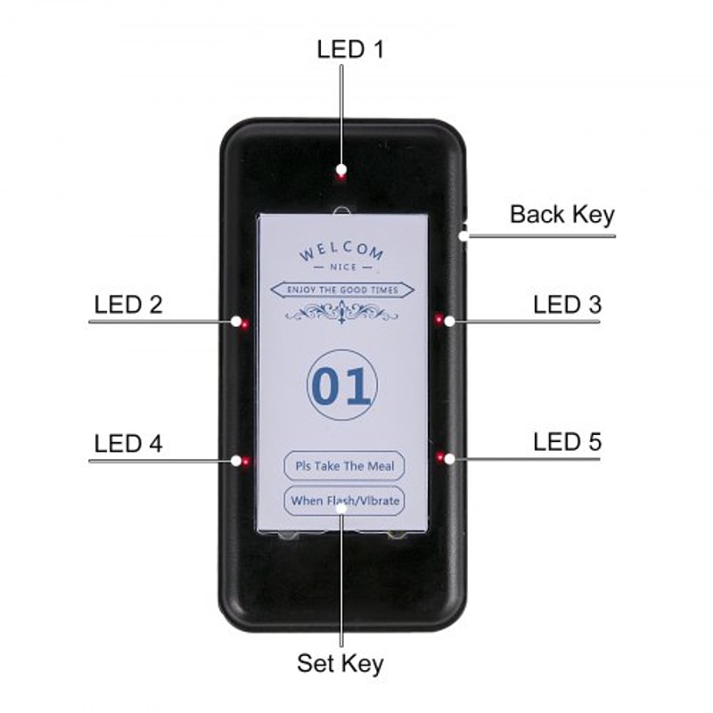 20-Pager Wireless Restaurant Paging System, F103 Model with Touch Keyboard, 500m Range & Rechargeable Batteries