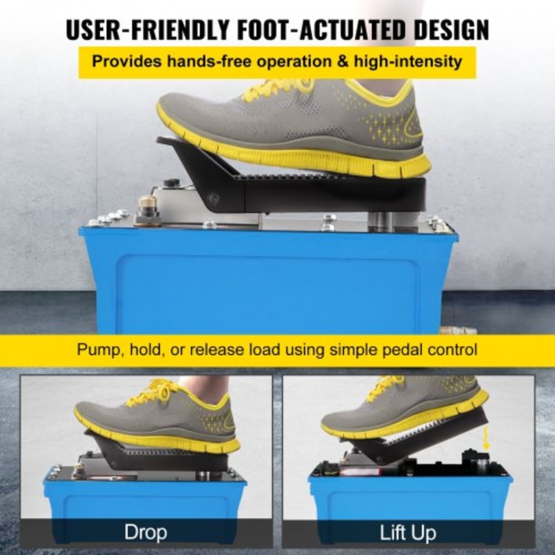 10000 PSI Air Over Hydraulic Pump FootActuated Industrial Pump With 656ft Hose 12 Gal Reservoir Fo 4
