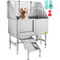 Stainless Steel Dog Washing Station 50 Pet Grooming Tub With Left Door Adjustable Sprayer NonSlip 1
