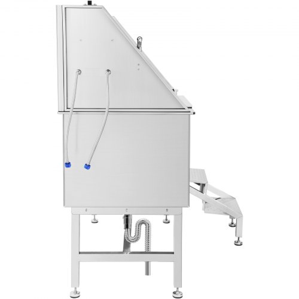 Stainless Steel Dog Washing Station 50 Pet Grooming Tub With Left Door Adjustable Sprayer NonSlip 9