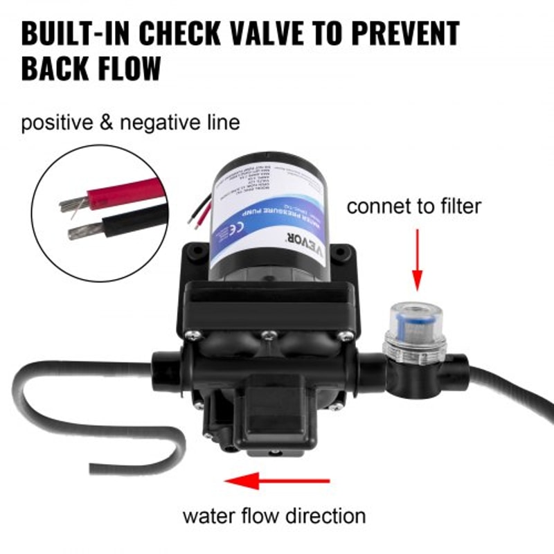 12V DC Diaphragm Water Pump 3 GPM SelfPriming RV Pump With 45 PSI Pressure Switch Filter For Marin 5