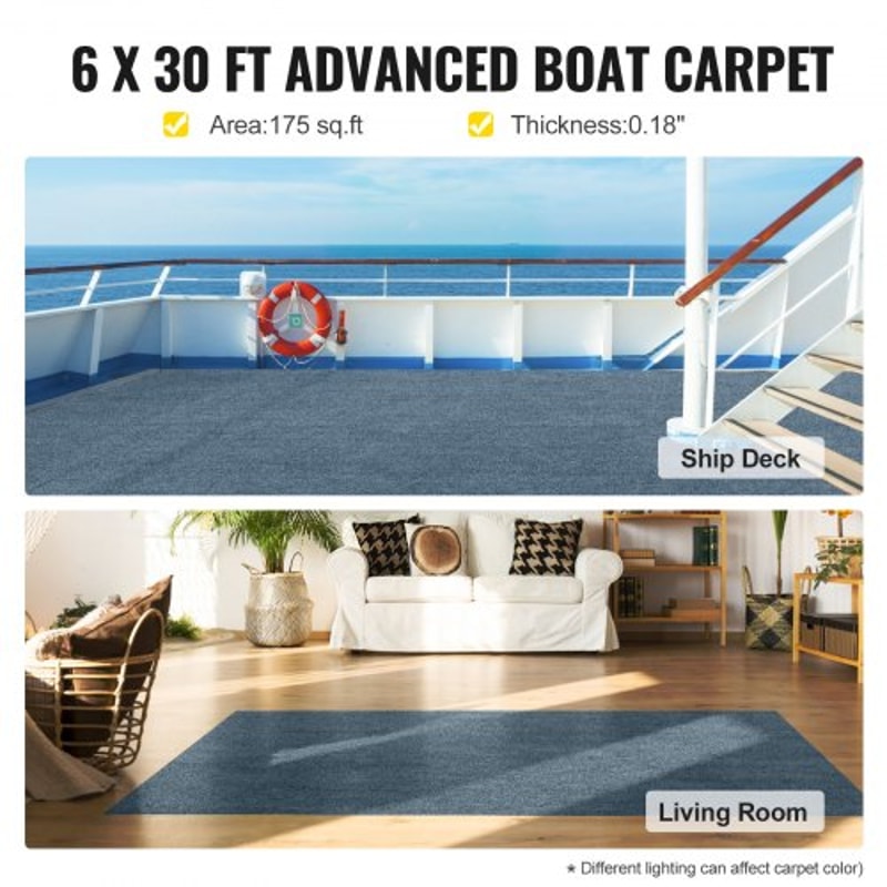 6x295 Ft Gray Marine Carpet Waterproof Boat Carpet With AntiSlip TPR Backing For IndoorOutdoor Use 2
