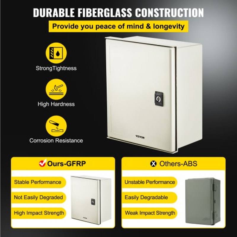HeavyDuty Fiberglass Electrical Box 12x10x6 IP66 Rated Weatherproof Enclosure With Locking Hinge G 3