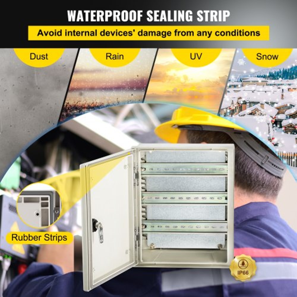 HeavyDuty Fiberglass Electrical Box 12x10x6 IP66 Rated Weatherproof Enclosure With Locking Hinge G 4