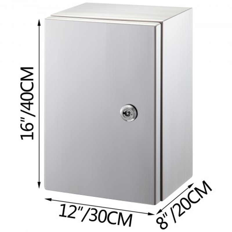304 Stainless Steel Electrical Box 16x12x8 Heavy Duty NEMA 4X IP66 Enclosure With Reinforced Lock 7