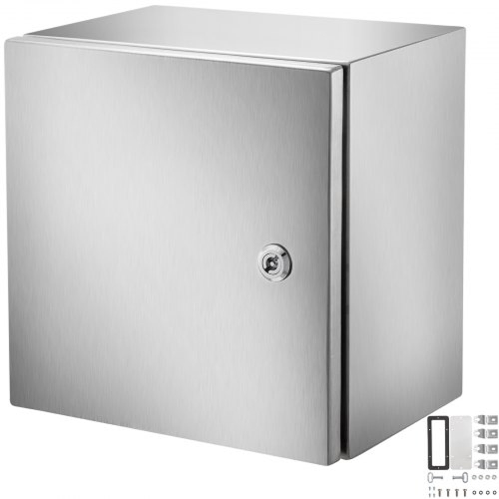 Heavy-Duty 304 Stainless Steel Electrical Box, 12x12x8" NEMA 4X Rated, IP66 Waterproof & Dustproof Enclosure