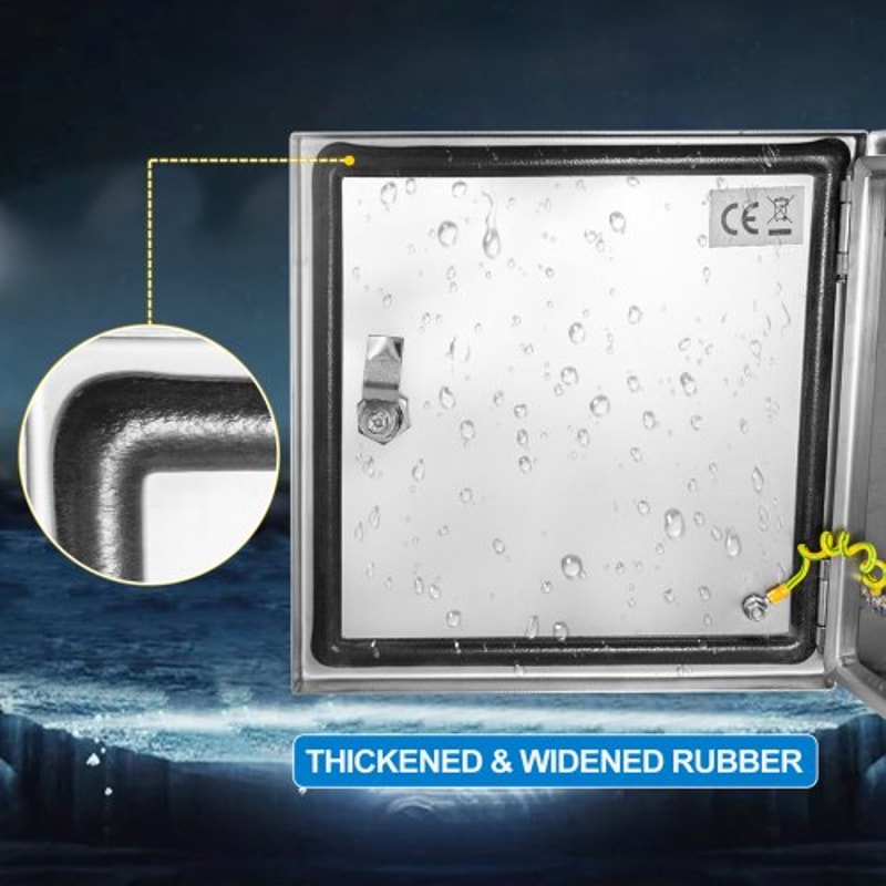 Heavy-Duty 304 Stainless Steel Electrical Box, 12x12x8" NEMA 4X Rated, IP66 Waterproof & Dustproof Enclosure