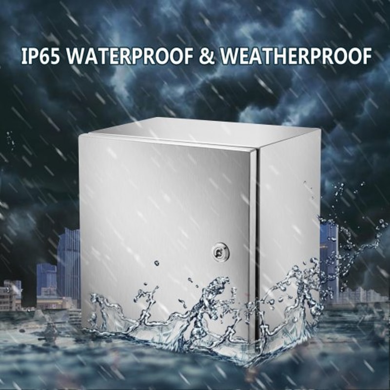 Heavy-Duty 304 Stainless Steel Electrical Box, 12x12x8" NEMA 4X Rated, IP66 Waterproof & Dustproof Enclosure