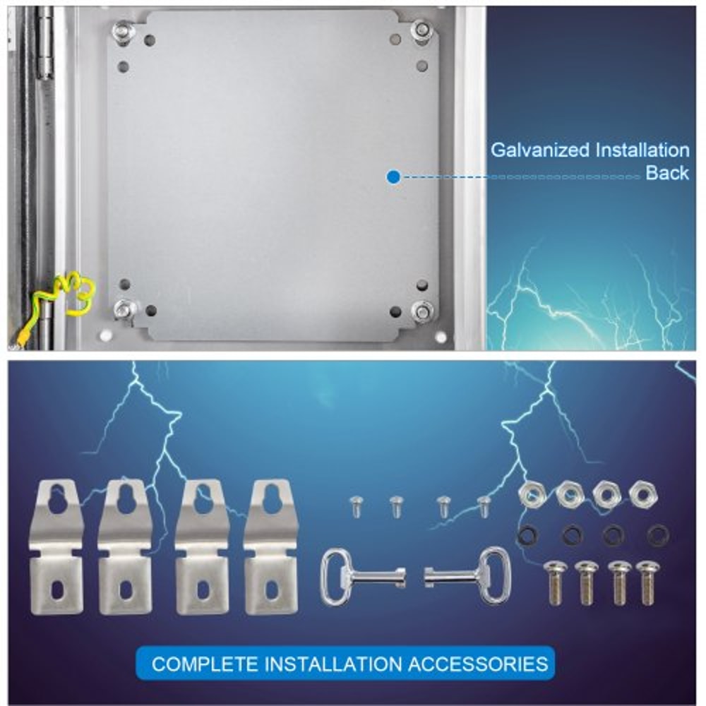 Heavy-Duty 304 Stainless Steel Electrical Box, 12x12x8" NEMA 4X Rated, IP66 Waterproof & Dustproof Enclosure