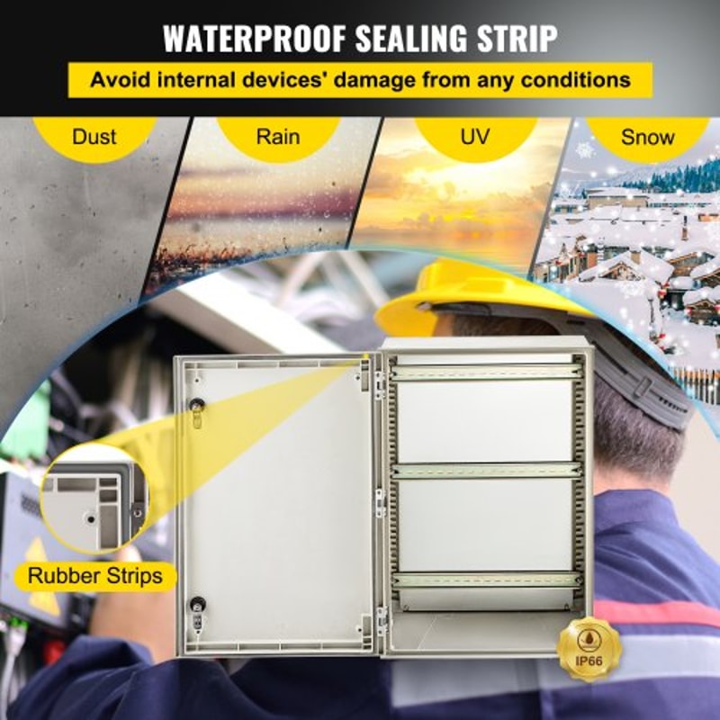 HeavyDuty Fiberglass Electrical Box 60x40x23 Cm NEMA 4X Rated IP66 Waterproof Enclosure With Reinfo 4