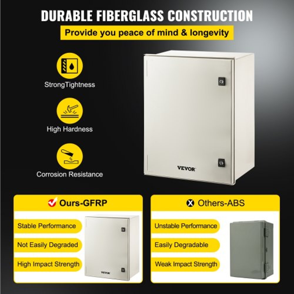 24 X 20 X 9 NEMA 4X Fiberglass Electrical Box IP66 Waterproof Dustproof OutdoorIndoor Junction Box 3