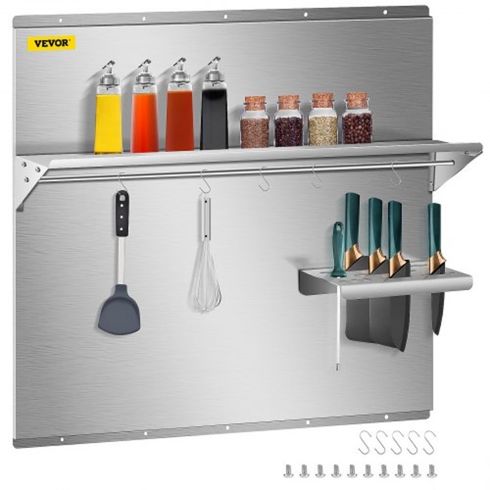 36 X 307 Stainless Steel Backsplash For Range Hood Silver Splash Plate With Builtin Storage Shelf 1