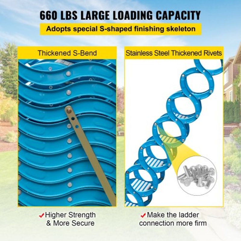 Alloy Attic Access Ladder Blue Pulldown Attic Stairs WallMounted Folding Stairs For Attic 98 Ft Hei 3