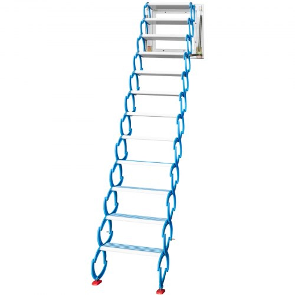 Alloy Attic Access Ladder Blue Pulldown Attic Stairs WallMounted Folding Stairs For Attic 98 Ft Hei 7