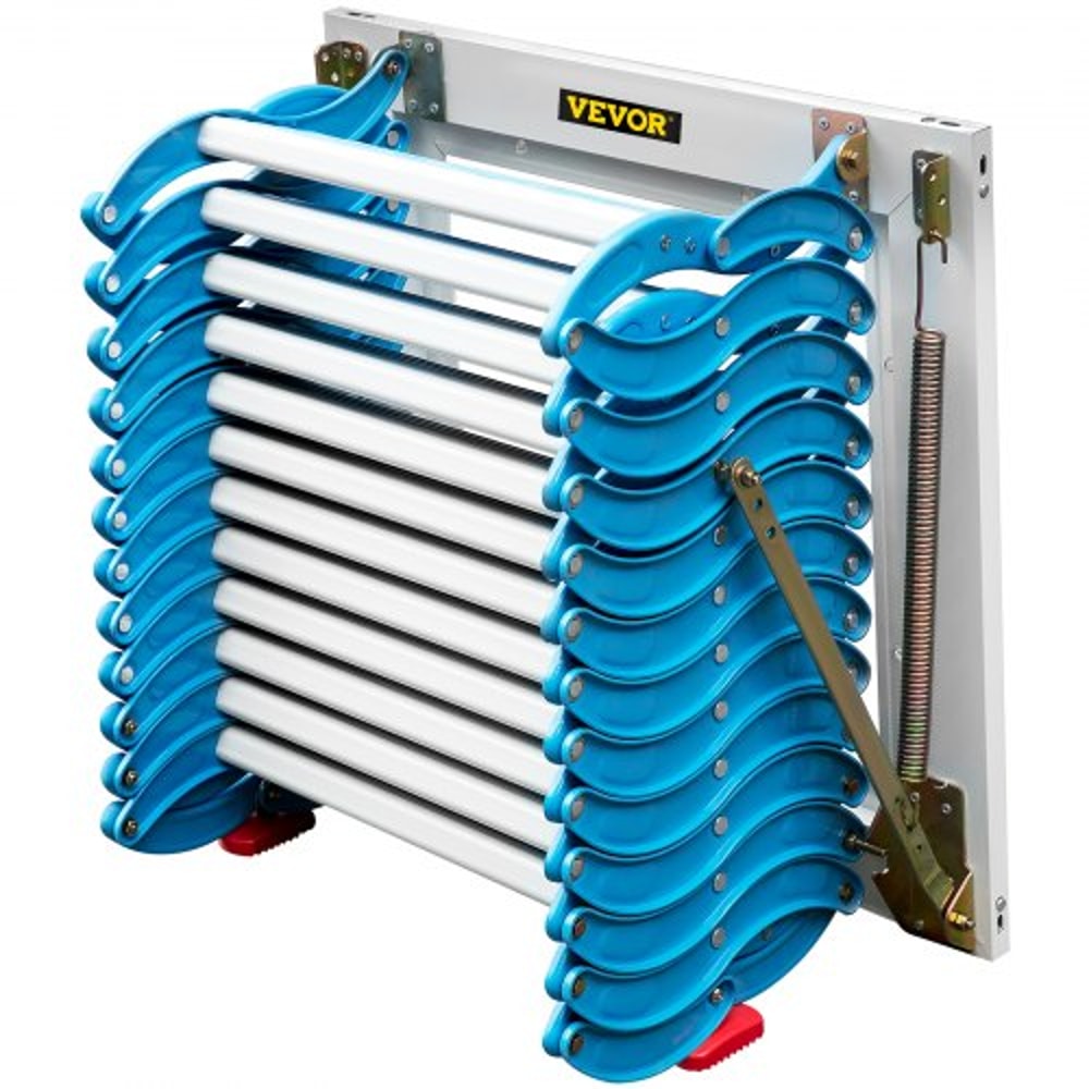 Alloy Attic Access Ladder Blue Pulldown Attic Stairs WallMounted Folding Stairs For Attic 98 Ft Hei 8