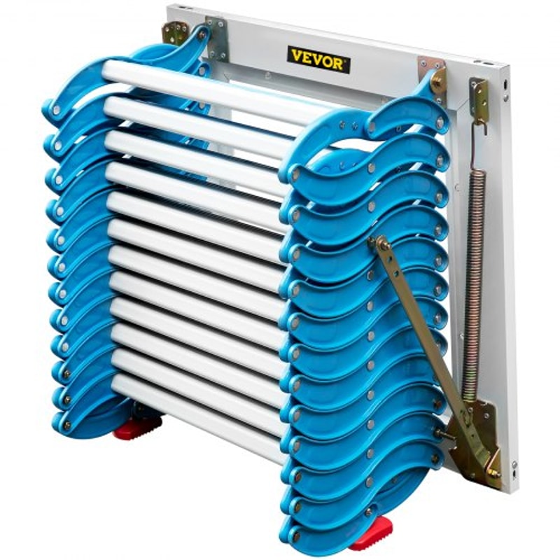 Alloy Attic Access Ladder Blue Pulldown Attic Stairs WallMounted Folding Stairs For Attic 98 Ft Hei 8
