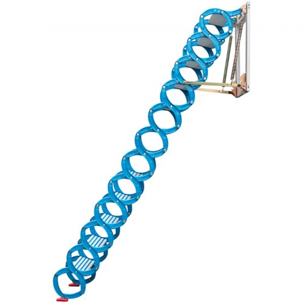 Alloy Attic Access Ladder Blue Pulldown Attic Stairs WallMounted Folding Stairs For Attic 98 Ft Hei 9