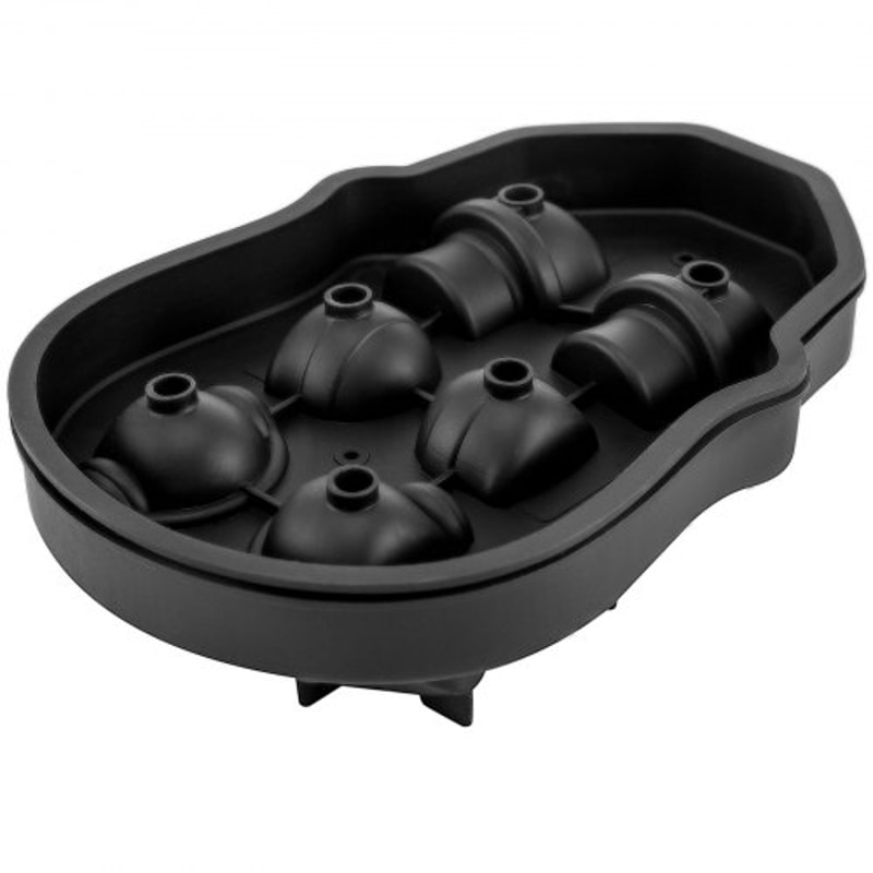 Skull Ice Cube Tray, Grid Skull Ice Ball Maker, Flexible Black Silicone Ice Tray with Lid & Funnel for Halloween