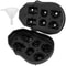 Skull Ice Cube Tray, Grid Skull Ice Ball Maker, Flexible Black Silicone Ice Tray with Lid & Funnel for Halloween