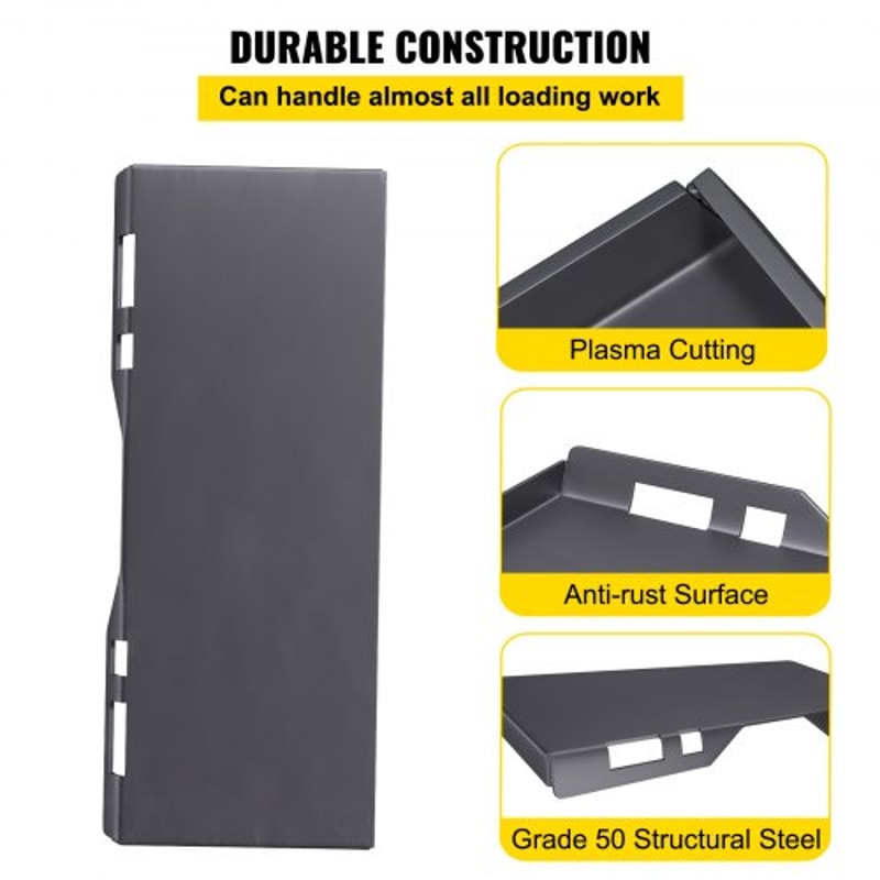 Heavy-Duty Skid Steer Mount Plate, Thick Steel Quick Attachment Loader Plate with Welding Rods, Universal Skid Steer