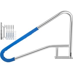 pool handrail, stainless steel rustproof pool rail with blue grip cover, 250lbs capacity, humanized pool railing