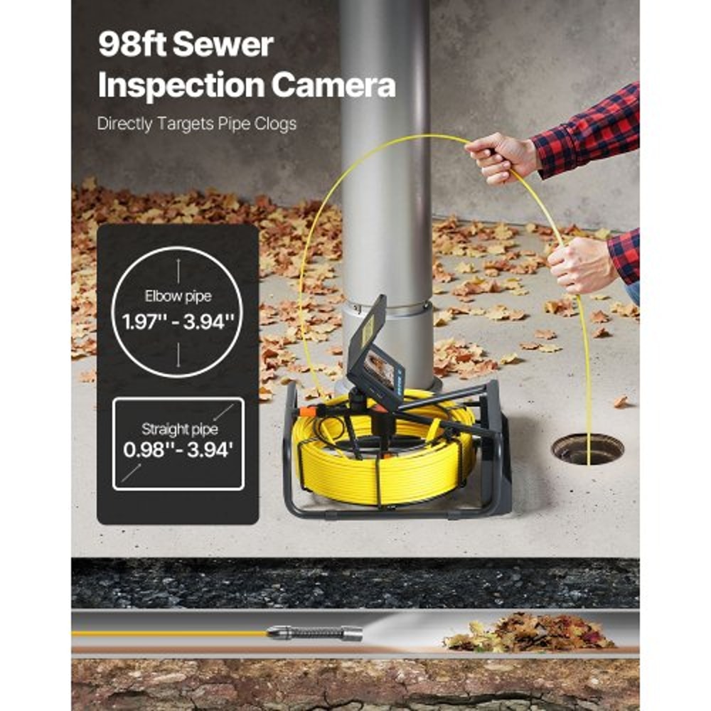 Pipe Drain Inspection Camera with DVR, Waterproof IP68 Sewer Camera, LED Borescope for Plumbing, Ducts, Walls