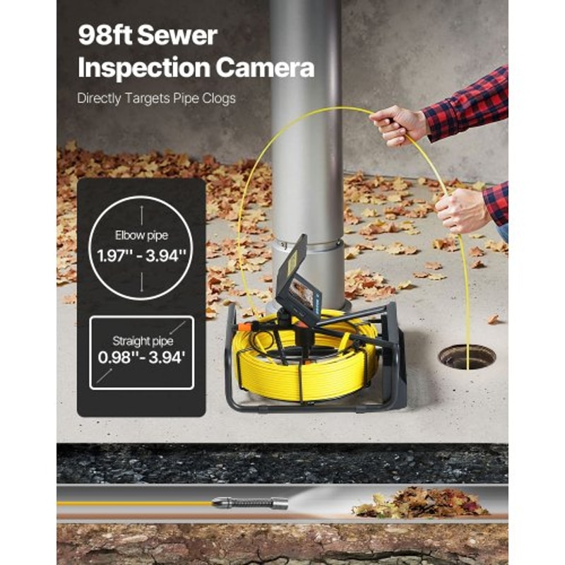 Pipe Drain Inspection Camera with DVR, Waterproof IP68 Sewer Camera, LED Borescope for Plumbing, Ducts, Walls