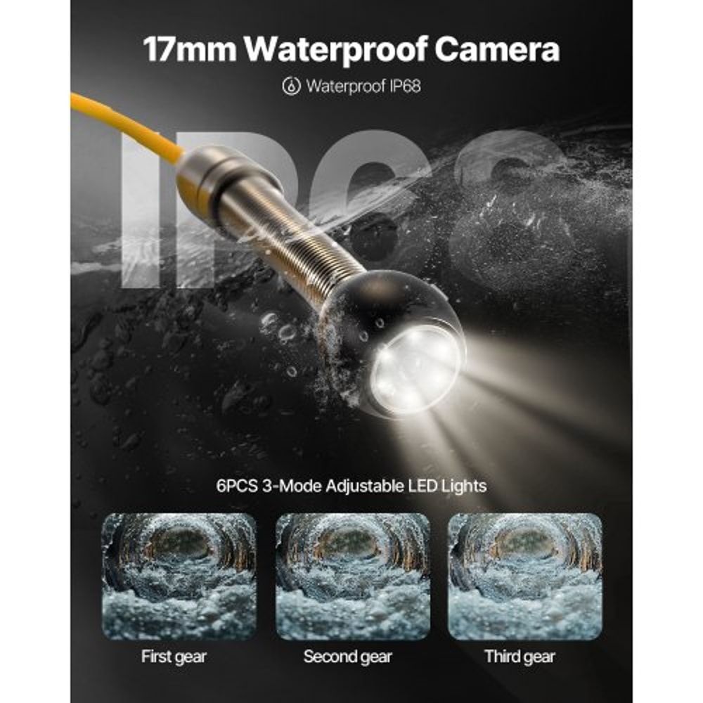 Pipe Drain Inspection Camera with DVR, Waterproof IP68 Sewer Camera, LED Borescope for Plumbing, Ducts, Walls