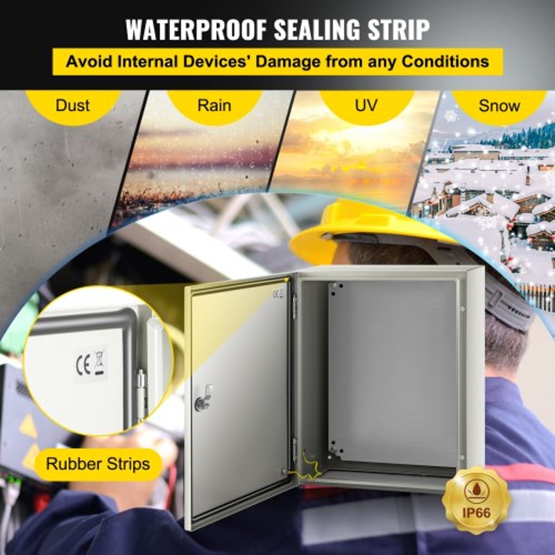 NEMA Steel Enclosure, Heavy-Duty IP Waterproof Electrical Box with Mounting Plate for Outdoor/Indoor Installations