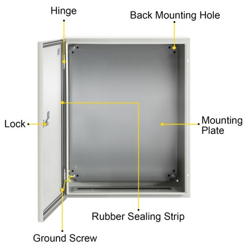 NEMA Steel Enclosure, Heavy-Duty IP Waterproof Electrical Box with Mounting Plate for Outdoor/Indoor Installations