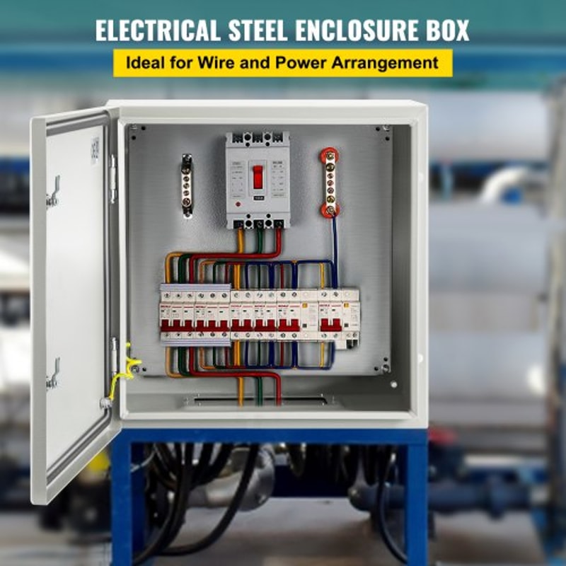 Steel Electrical Box, IP Waterproof & Dustproof Enclosure with Mounting Plate, Indoor/Outdoor NEMA Steel Enclosure