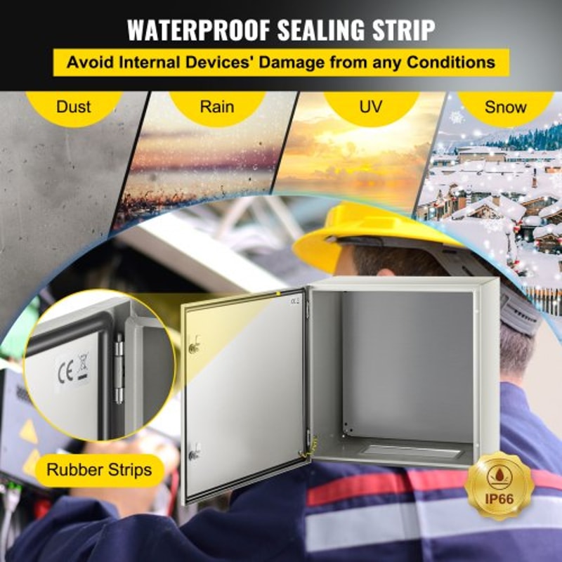 Steel Electrical Box, IP Waterproof & Dustproof Enclosure with Mounting Plate, Indoor/Outdoor NEMA Steel Enclosure