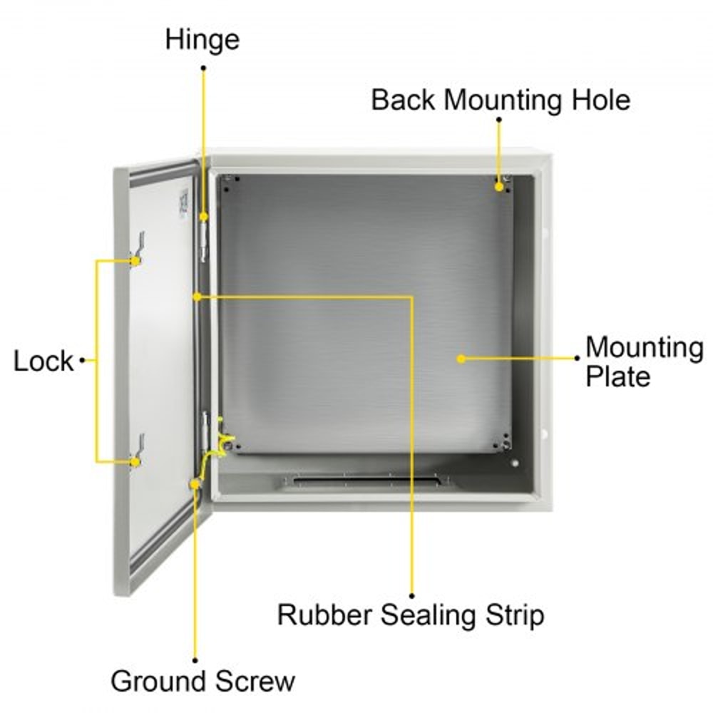 Steel Electrical Box, IP Waterproof & Dustproof Enclosure with Mounting Plate, Indoor/Outdoor NEMA Steel Enclosure