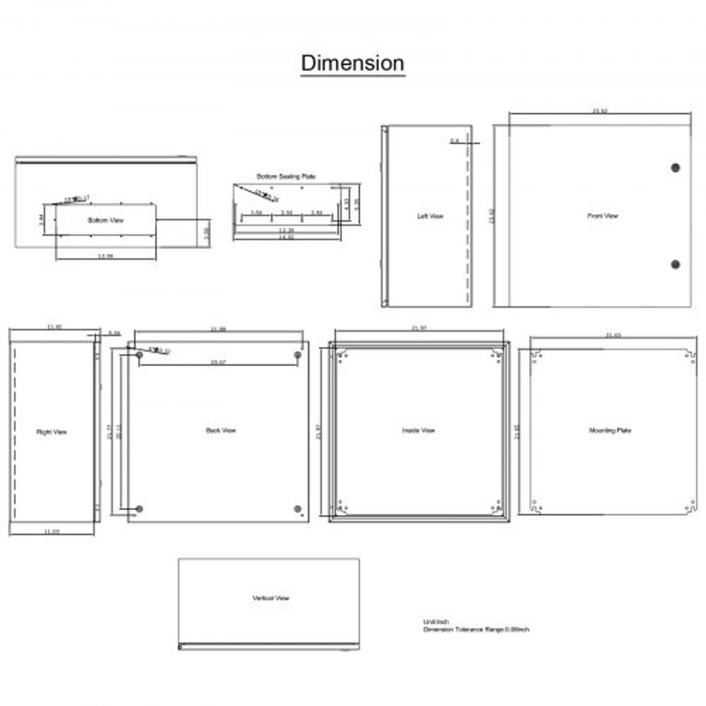 Steel Electrical Box, IP Waterproof & Dustproof Enclosure with Mounting Plate, Indoor/Outdoor NEMA Steel Enclosure