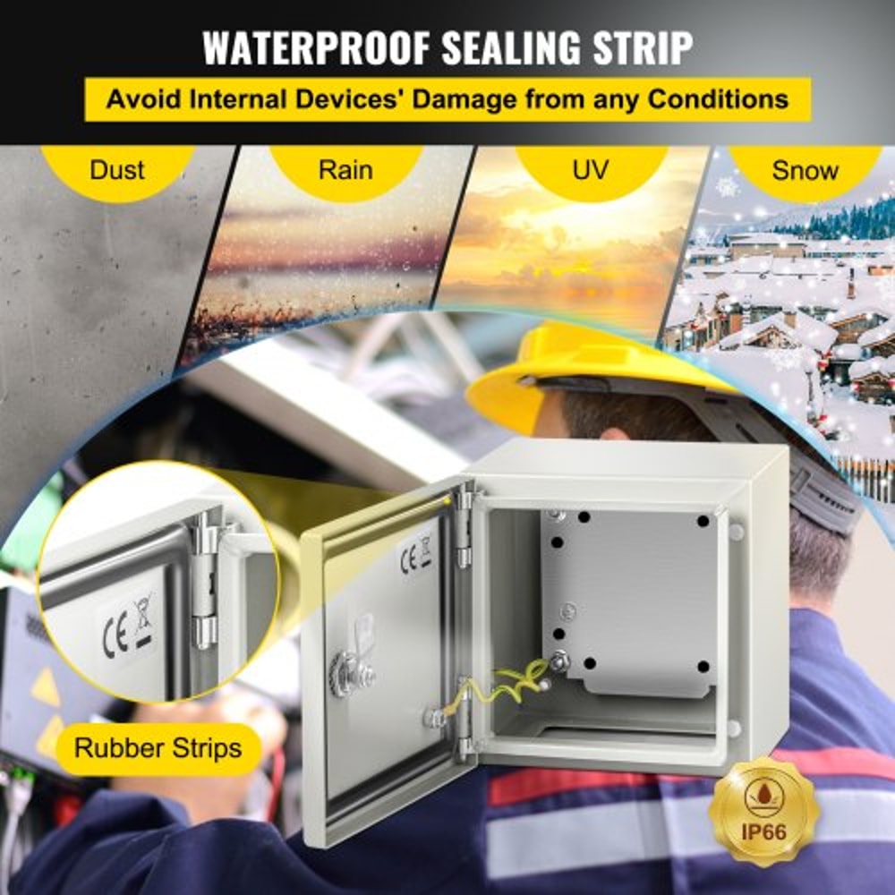 Heavy-Duty Steel Enclosure, IP66 Waterproof Electrical Junction Box for Outdoor & Indoor Wiring