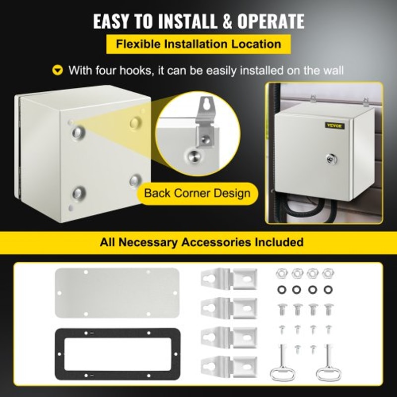 Heavy-Duty Steel Enclosure, IP66 Waterproof Electrical Junction Box for Outdoor & Indoor Wiring